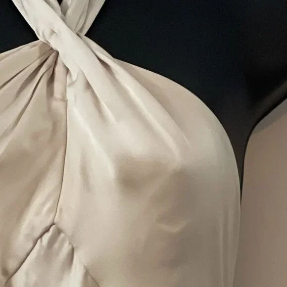 🌙 Anthropologie Halter Satin Maxi Dress – Noir Glam Luxe 🖤 - Picture 14 of 16